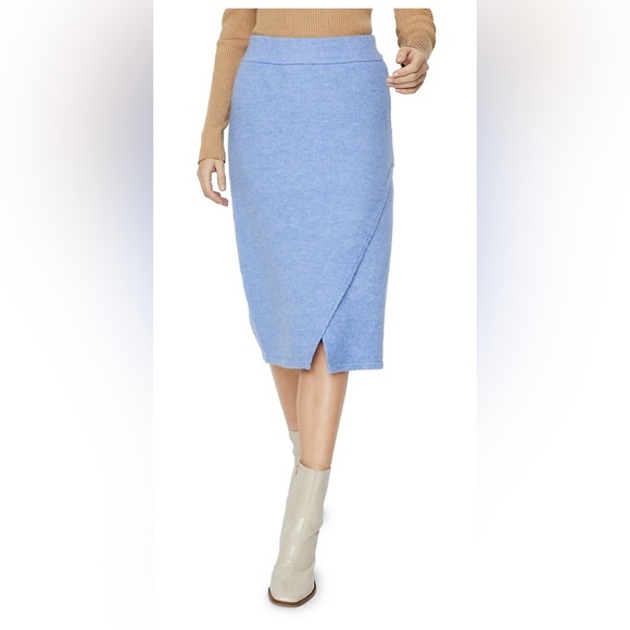 NWOT - Faux-Wrap Cross-Slit Midi Skirt - Picture 1 of 5